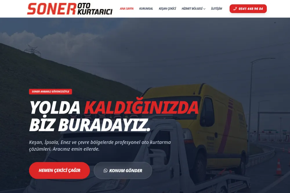 Keşan Oto Çekici | Soner Oto Kurtarıcı | 7/24 Hizmet
