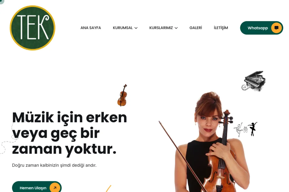 Tek Sanat Akademi, Kartal Piyano, Keman, Bateri Dersi -